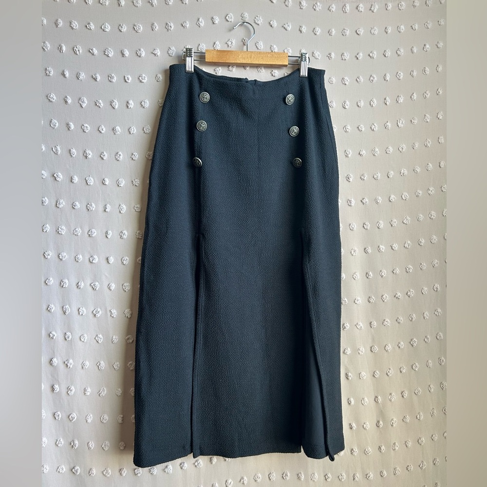 Anthropologie Black Button-Detail Skirt